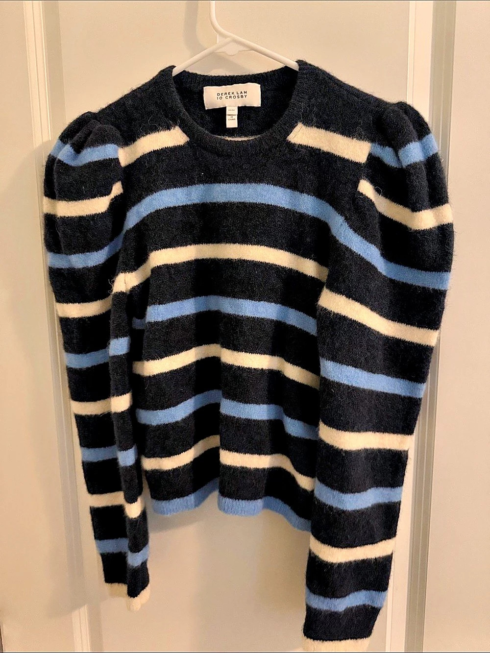 Derek Lam 10 Crosby Striped Sweater in Black & Blue Size Medium Like New